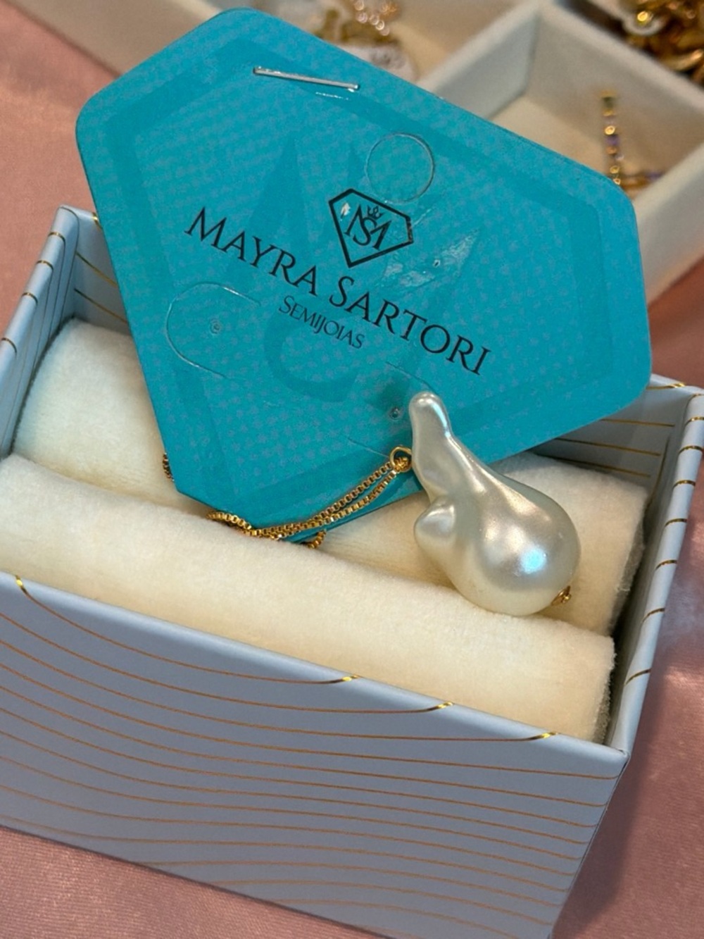 Mayra Sartori Pearl Teardrop Pendant Necklace - White/Gold